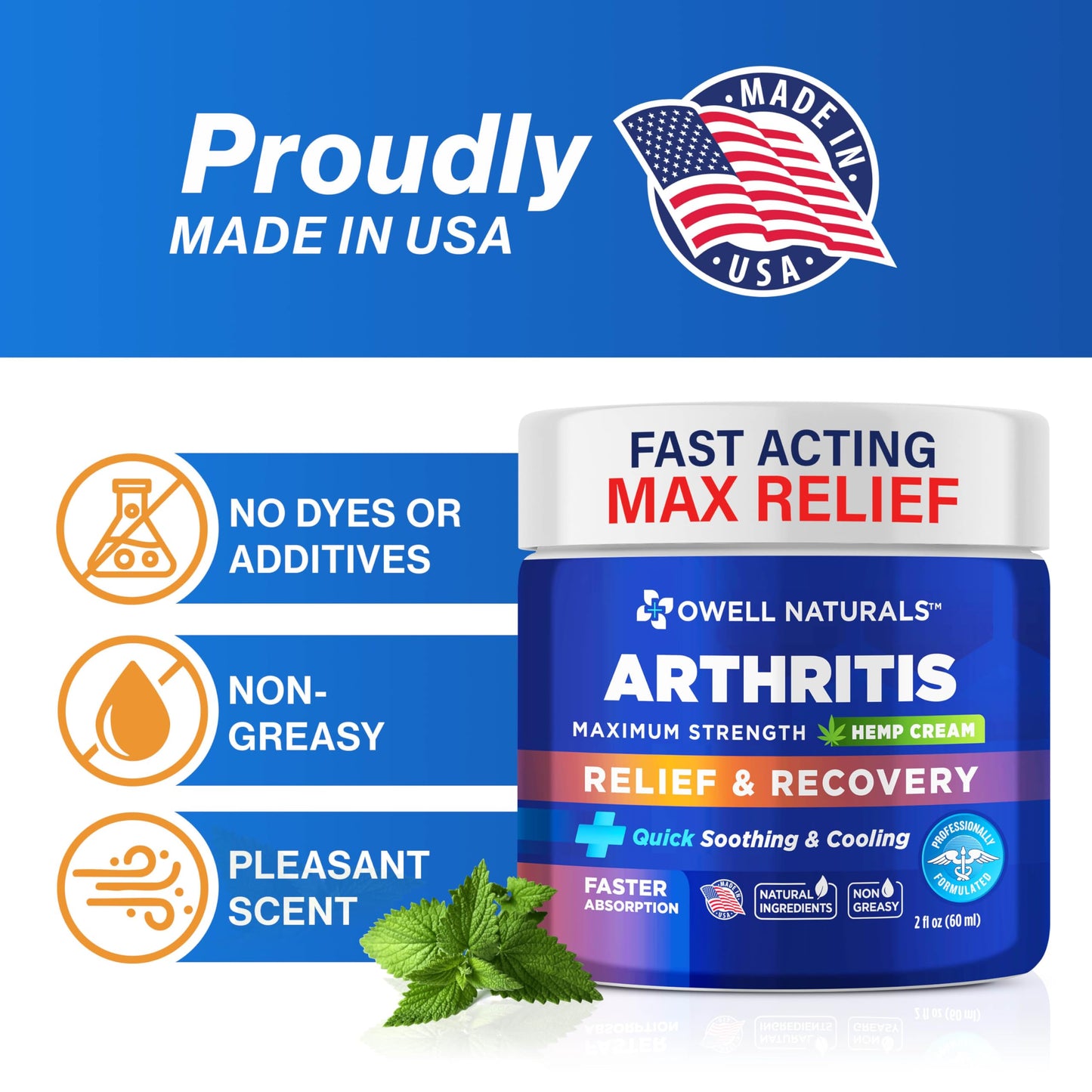 OWELL NATURALS Joint & Muscle Ream, Maximum Strength Relief & Recovery for Back, Neck, Feet with Aloe Vera, Vitamin B6 MSM, 2 Oz, (2 Pack) Owell NaturalsBuy Supplements Australia