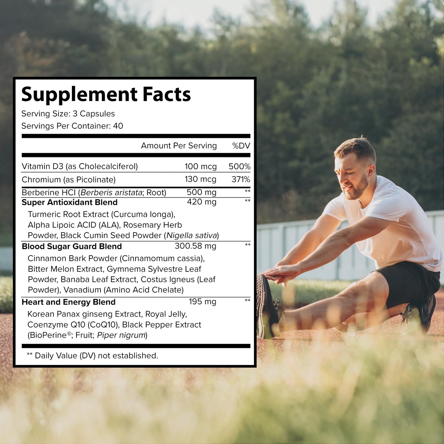 Extreme 500mg Complex with ALA, Coq10, Turmeric, Cinnamon, Bitter Melon, banaba Leaf, Korean Panax, Royal Jelly, and 21 Herbs for Healthy Blood Sugar