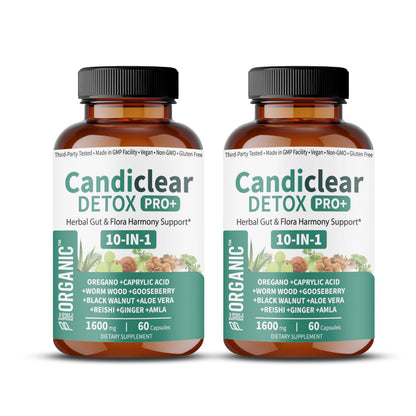 FIRSTORGANIC Candiclear Detox Pro+ | Pack of 2 | Feminine Gut & Flora Harmony Support |Oregano, Black Walnut & More | Third-Party Tested, cGMP Facility,