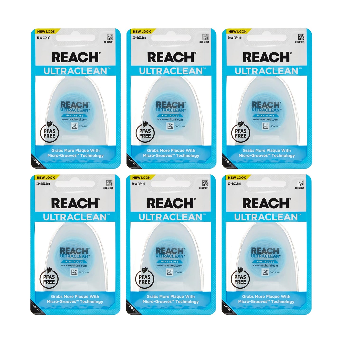 REACH Ultraclean Dental Floss, Mint, Plaque Remover for Teeth, Shred Resistant, Waxed, Easy on Gums & Teeth, Mint, Oral Care