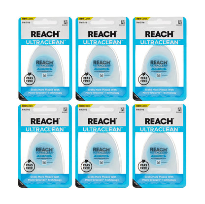 REACH Ultraclean Dental Floss, Mint, Plaque Remover for Teeth, Shred Resistant, Waxed, Easy on Gums & Teeth, Mint, Oral Care
