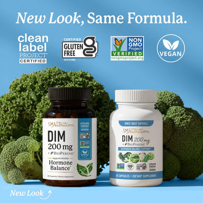 DIM Supplement 200 mg (120 Ct) | Estrogen Balance for Women & Men | Hormone Balance, Hormonal Acne Supplements, Menopause, Antioxidant & PMS Support