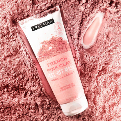 Freeman Exotic Blends French Pink Clay Peel-Off Face Mask, Pore Clearing Facial Mask, Detoxifies & Removes Impurities, Clean Skincare, For Normal & Combination Skin,