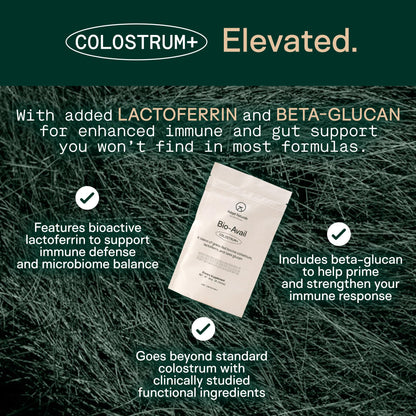 Adapt Naturals Colostrum Supplement with Lactoferrin & Beta-Glucan, Bio-Avail Grass Fed Bovine Colostrum Powder for Gut Health, Immune Support & Vitality