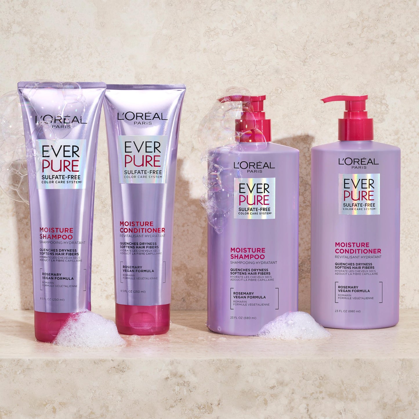 L'Oreal Paris Moisture Sulfate Free Shampoo and Conditioner Set, Hair Care for Color-Treated Hair