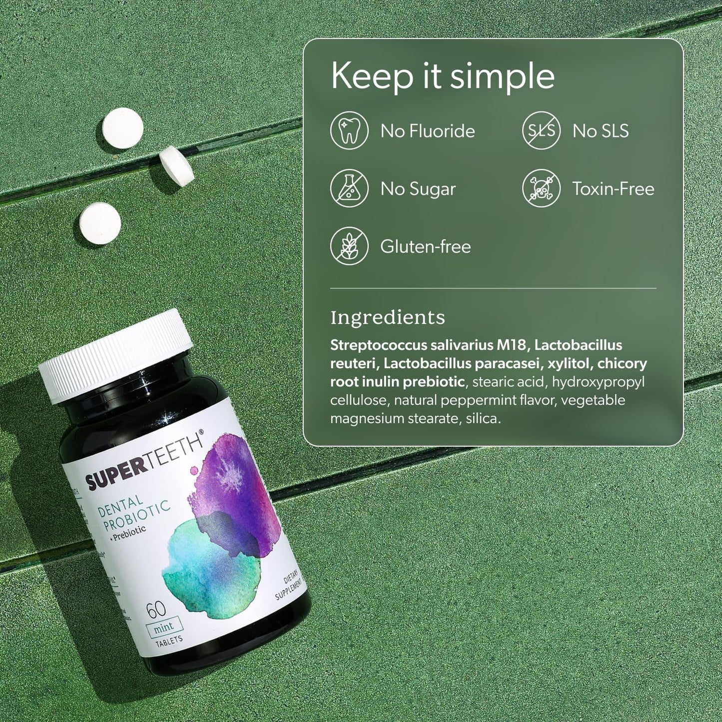SuperTeeth Oral Probiotics for Mouth Bad Breath & Cavities, Oral Defense Dental Probiotic to Support Healthy Teeth & Gums, Lactobacillus Reuteri