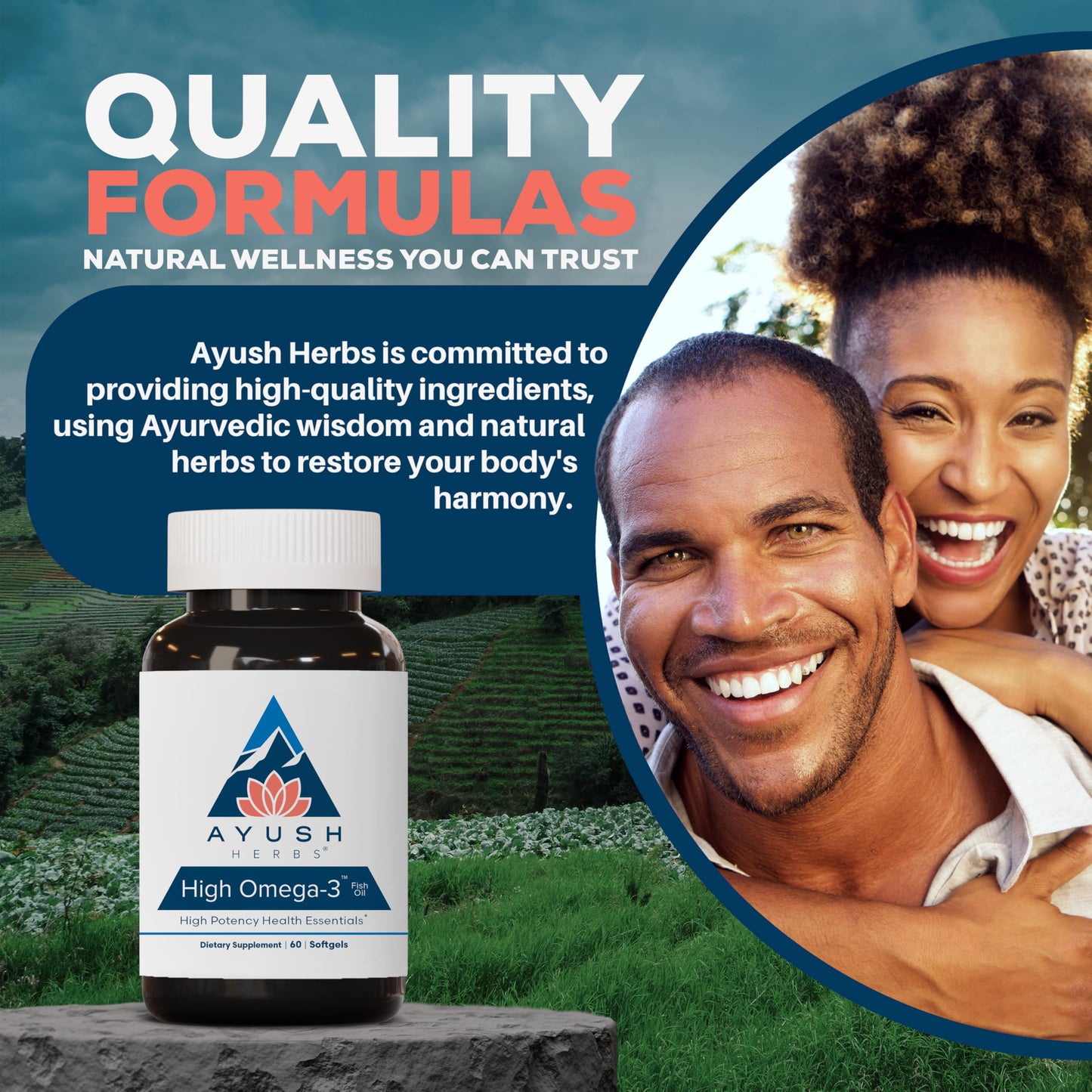 Ayush Herbs High Omega 3 - Omega 3 Fish Oil, 1000mg Per Capsule, EPA & DHA Fish Oil Supplement for Women & Men,