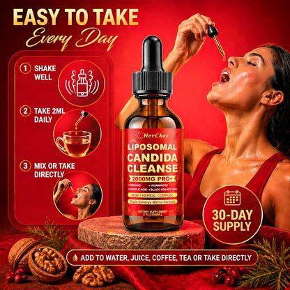 Liposomal Candida Cleanse Drops 2000mg - 20-in-1 Candida Detox for Women & Men with Caprylic Acid, Oregano, Black Walnut & Wormwood – Yeast Detox, Gut & Colon Support,