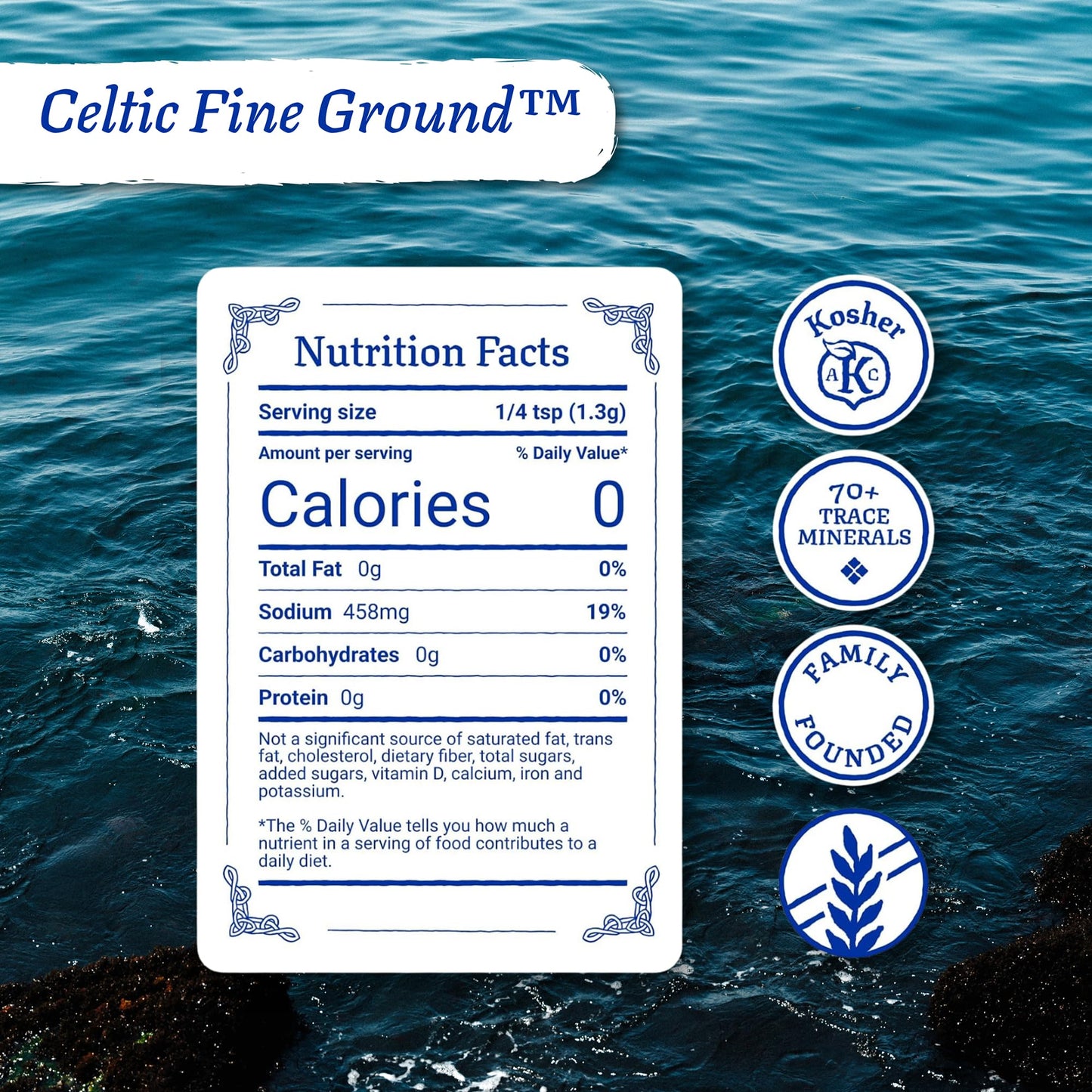 Celtic Sea Salt Fine Ground – Unrefined Mineral Salt, Sustainably Harvested, GMP Certified, Lab Tested – Baking, Cooking, Hydration,