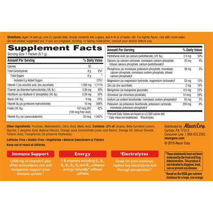 Emergen-C 1000mg Vitamin C Powder for Daily Immune Support Caffeine Free Vitamin C Supplements with Zinc and Manganese