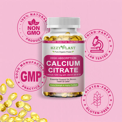 Calcium Supplements for Women Softgels, High Absorption Calcium Citrate Supplement Essential Mineral Calcium 1200 mg with Vitamin D3 Magnesium for Bone Health Support