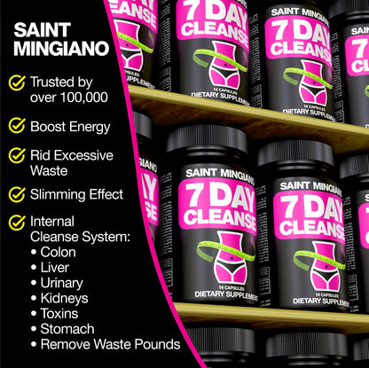Saint Mingiano 7 Day Cleanse Program | Colon Detox with Natural Laxative for Constipation & Bloating | Extra-Strength Senna