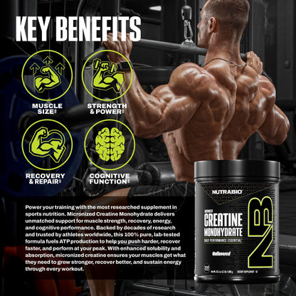 NutraBio Pure Micronized Creatine Monohydrate Powder Supplement, Unflavored, (1000 g) - Supports Bulk Muscle Energy, Recovery, and Strength - HPLC Tested Creatine Powder
