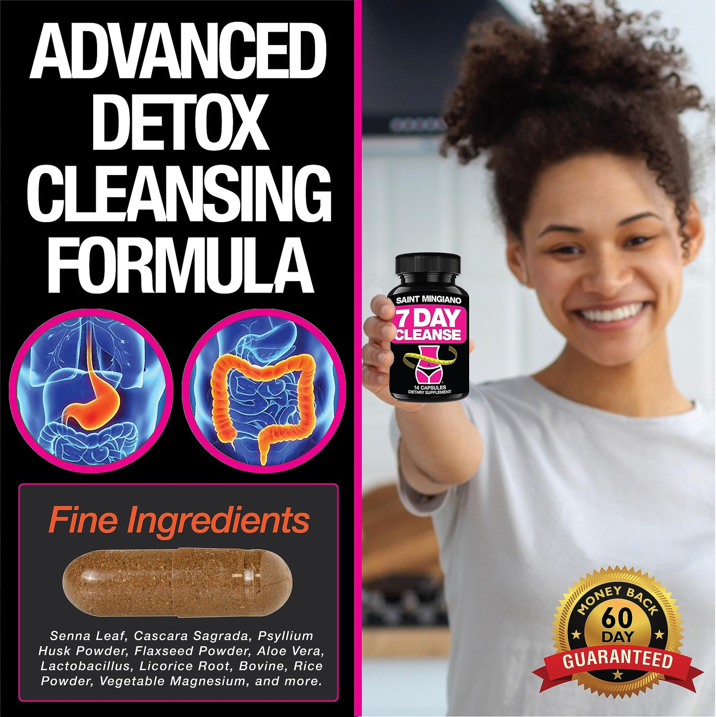Saint Mingiano 7 Day Cleanse Program | Colon Detox with Natural Laxative for Constipation & Bloating | Extra-Strength Senna