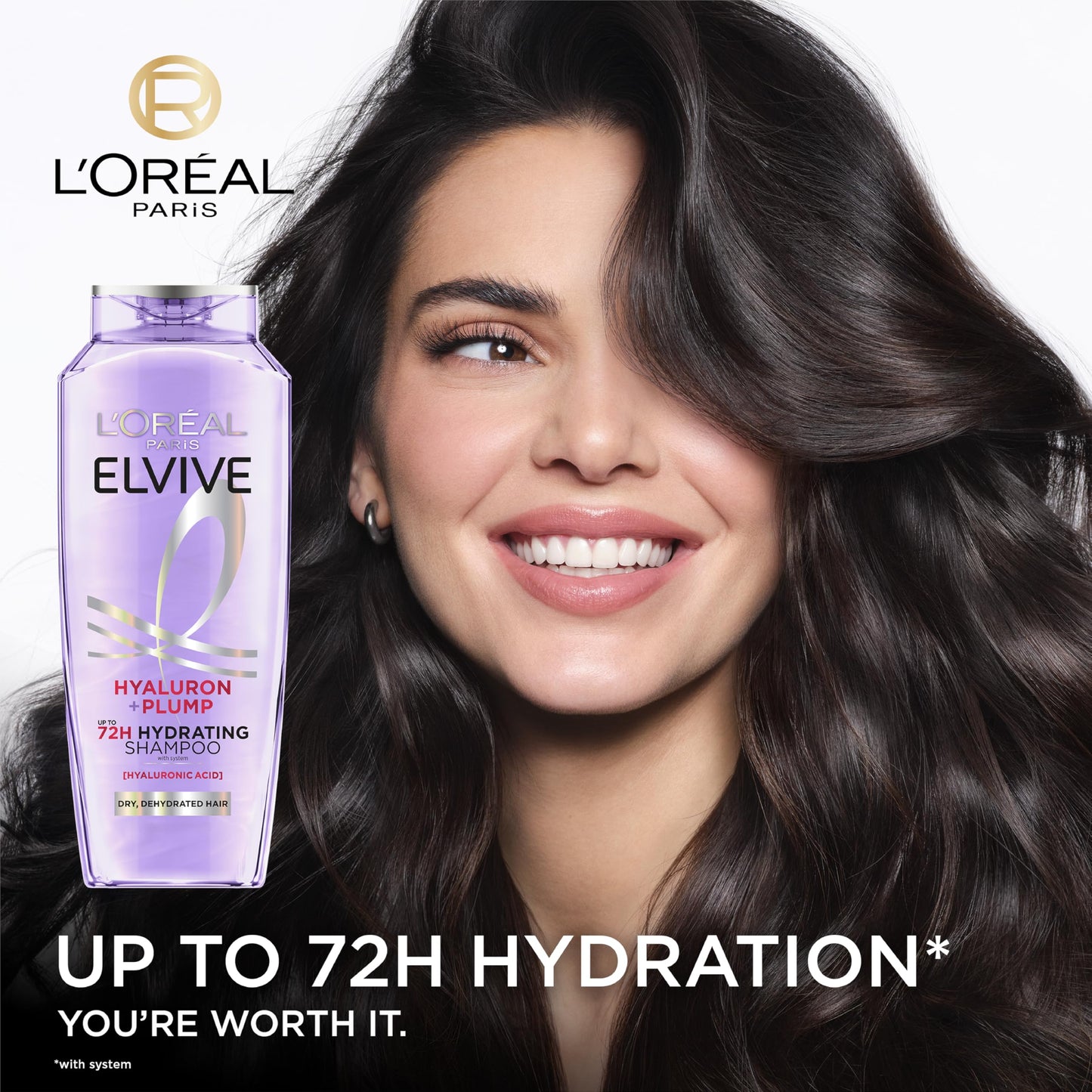 L'Oreal Paris Elvive Hyaluron Plump Hydrating Shampoo for Dehydrated, Dry Hair Infused